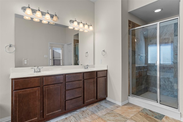 5201 Datewood Ln, Mckinney, TX 75071 - full bath with double vanity and a stall shower