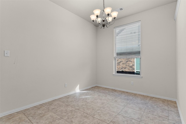 5201 Datewood Ln, Mckinney, TX 75071 - empty room with a chandelier and light tile patterned floors