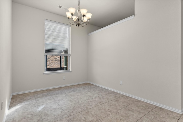 5201 Datewood Ln, Mckinney, TX 75071 - empty room featuring a chandelier and light tile patterned floors