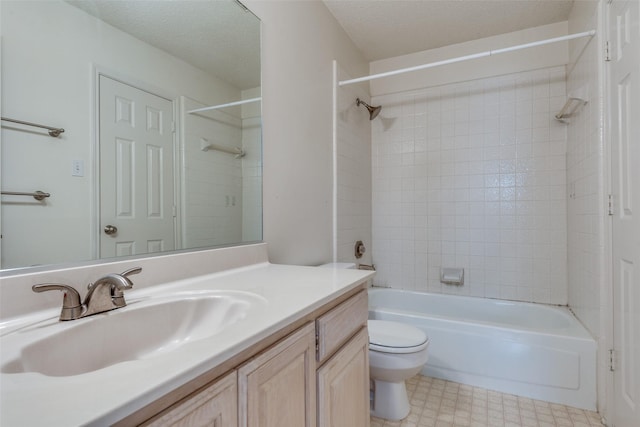 7504 Lomo Alto, Plano, TX 75024 - bathroom featuring vanity, shower / bath combination, a textured ceiling, and tile patterned floors