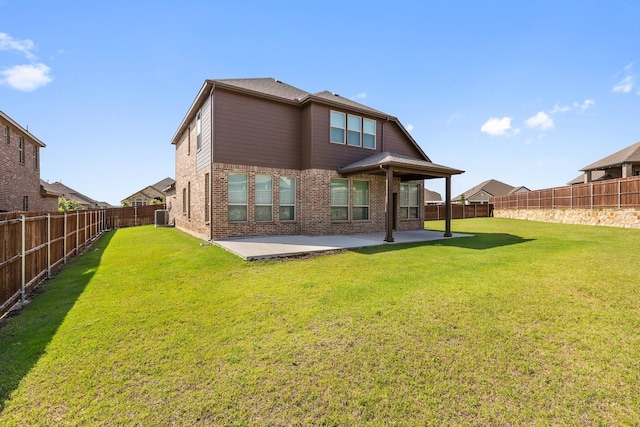 3680 Twin Pines Dr, Grand Prairie, TX 76065 - rear view of property with a patio area, a fenced backyard, and brick siding
