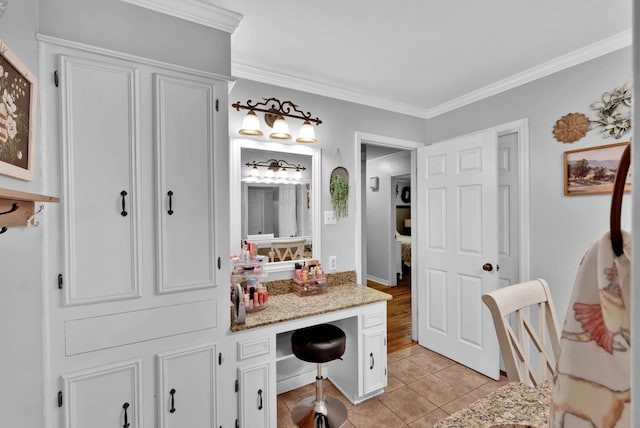 112 Rolling Meadow Ln, Bossier City, LA 71112 - bathroom featuring ornamental molding, tile patterned floors, and vanity