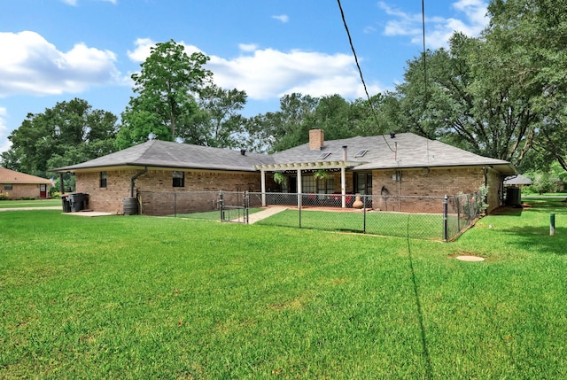 112 Rolling Meadow Ln, Bossier City, LA 71112 - rear view of property featuring a chimney, brick siding, and a pergola