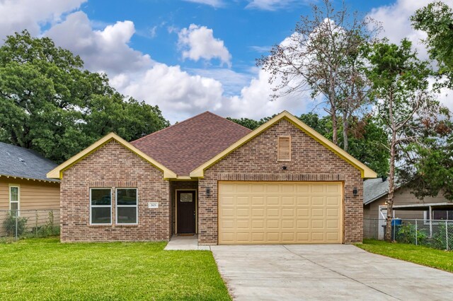 2621 Canton Dr, Fort Worth, TX 76112 - ranch-style home featuring brick siding, driveway, a garage, and a shingled roof