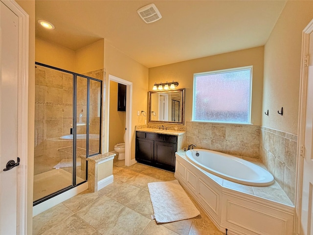 14249 Fall Harvest Dr, Frisco, TX 75033 - full bathroom featuring a bath, vanity, and a stall shower