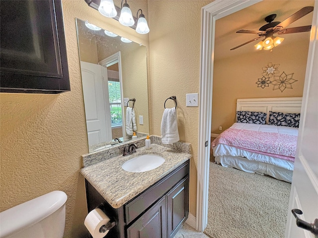 14249 Fall Harvest Dr, Frisco, TX 75033 - half bath with vanity, a textured wall, and ceiling fan