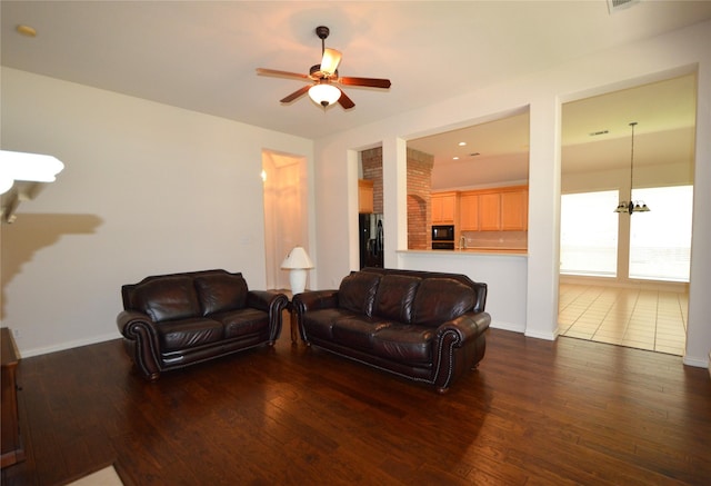 1120 Surrey Ln, Allen, TX 75013 - living area with ceiling fan and hardwood / wood-style floors