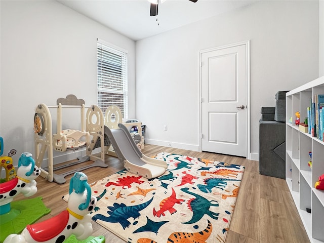 3978 Sidney Ln, Heath, TX 75126 - rec room featuring a ceiling fan and wood finished floors