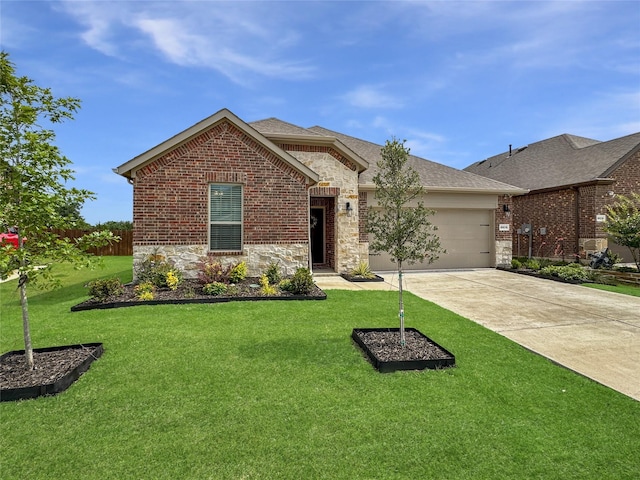 3978 Sidney Ln, Heath, TX 75126 - view of front facade featuring stone siding, driveway, an attached garage, and brick siding