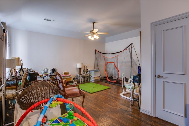 4139 Herschel Ave, Dallas, TX 75219 - rec room with wood finished floors and ceiling fan