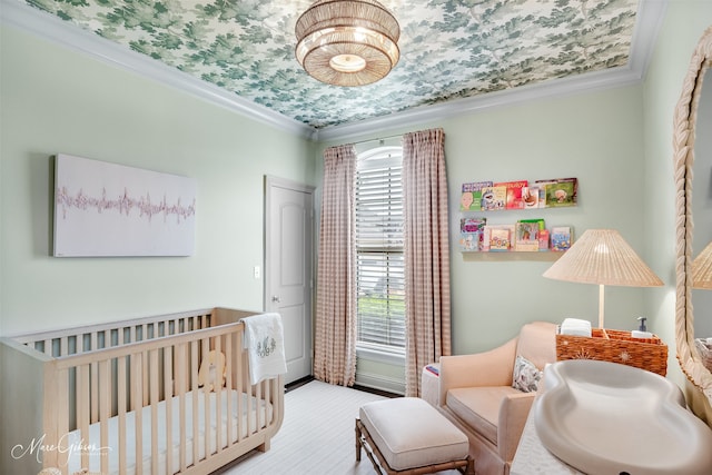 1101 Cypress Creek Cir, Shreveport, LA 71106 - bedroom with a nursery area, ornamental molding, and wood finished floors