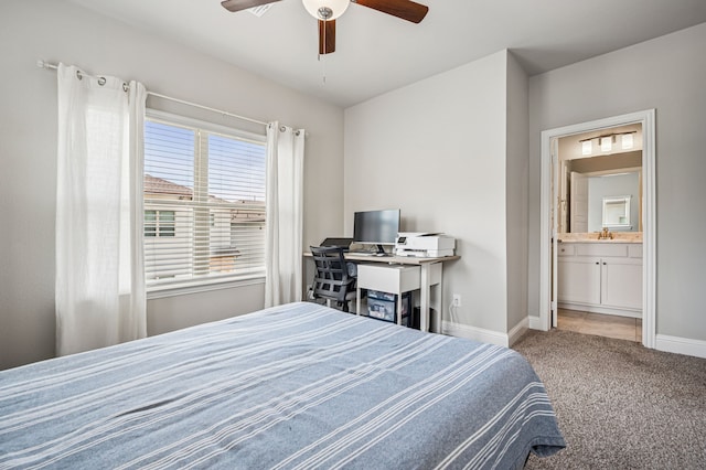 420 Waterscape Dr Unit 1237, Lake Dallas, TX 75065 - bedroom with carpet, ensuite bath, and a ceiling fan
