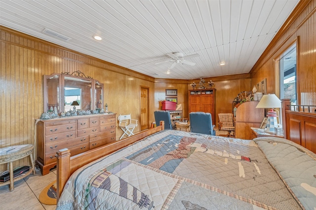 17726 Southpoint, Whitehouse, TX 75791 - tiled bedroom with multiple windows, wooden walls, and recessed lighting