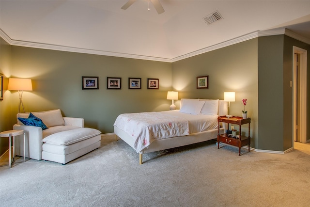 18423 Rain Dance Trl, Dallas, TX 75252 - bedroom featuring carpet floors, ornamental molding, and a ceiling fan