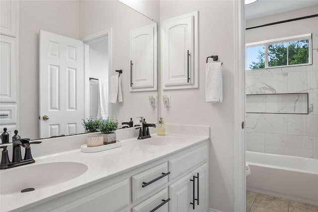 204 Oregon Trl, Argyle, TX 76226 - bathroom with double vanity, bathing tub / shower combination, and tile patterned flooring