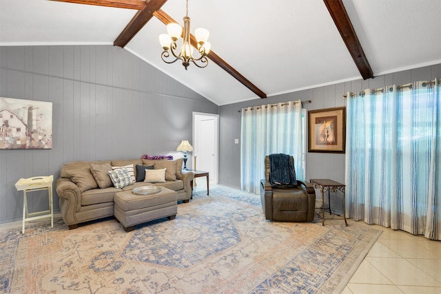 845 Griffith Ave, Terrell, TX 75160 - tiled living area featuring a chandelier and wooden walls