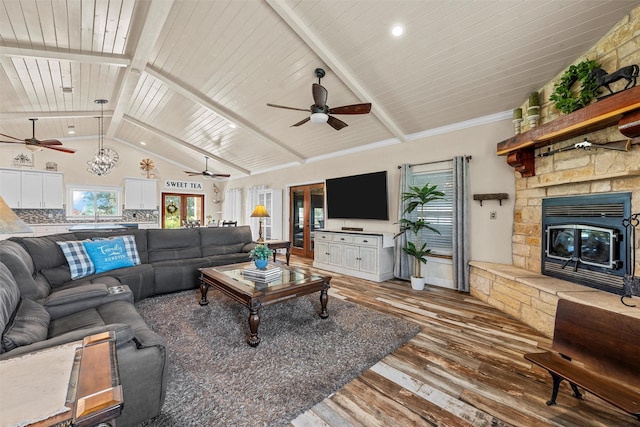 139 County Road 376, Lott, TX 76656 - living area with ceiling fan, wood finished floors, and wooden ceiling