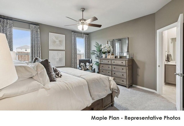 1806 Iris, Melissa, TX 75454 - carpeted bedroom with ceiling fan and ensuite bathroom