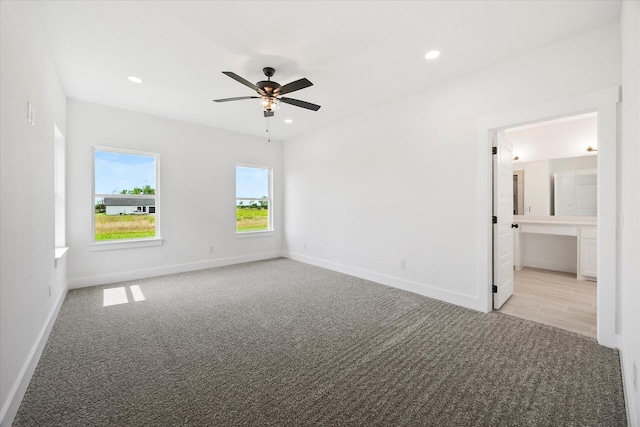 5150 Fox Trot Ln, Caddo Mills, TX 75135 - empty room with light colored carpet, recessed lighting, and a ceiling fan