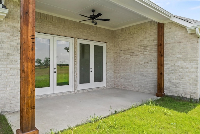 5150 Fox Trot Ln, Caddo Mills, TX 75135 - view of patio / terrace featuring french doors and a ceiling fan