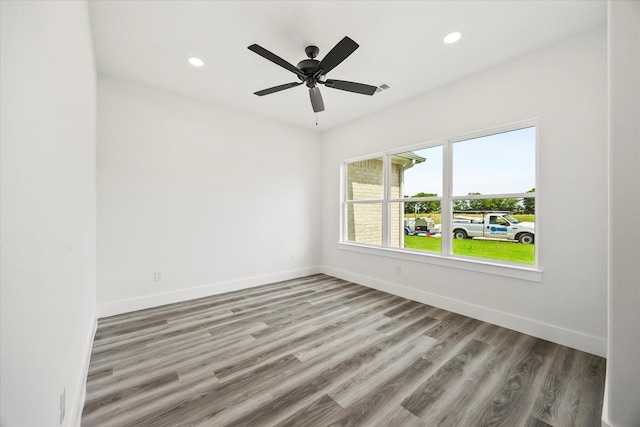 5150 Fox Trot Ln, Caddo Mills, TX 75135 - empty room featuring recessed lighting, wood finished floors, and a ceiling fan