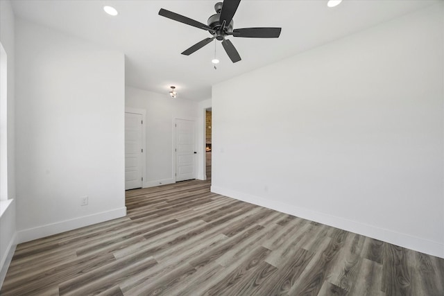 5150 Fox Trot Ln, Caddo Mills, TX 75135 - spare room featuring recessed lighting, wood finished floors, and ceiling fan