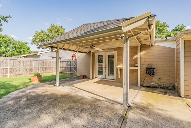 5105 French Wood Dr, Arlington, TX 76016 - view of patio / terrace with french doors, driveway, ceiling fan, and a carport