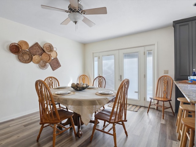 3207 Lynnwood Dr, Arlington, TX 76013 - dining room with wood finished floors, french doors, and a ceiling fan