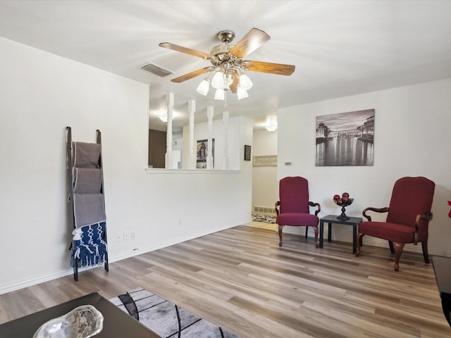 3207 Lynnwood Dr, Arlington, TX 76013 - sitting room featuring wood finished floors and a ceiling fan