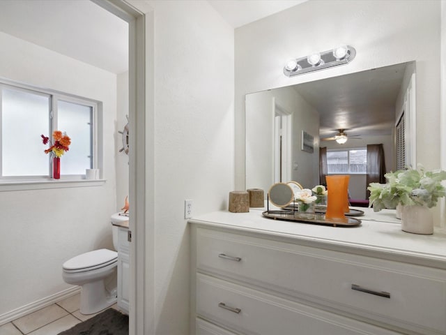 3207 Lynnwood Dr, Arlington, TX 76013 - bathroom with vanity, tile patterned flooring, and ceiling fan