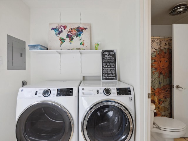 3207 Lynnwood Dr, Arlington, TX 76013 - laundry area with electric panel and independent washer and dryer