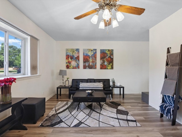 3207 Lynnwood Dr, Arlington, TX 76013 - living room featuring wood finished floors and ceiling fan