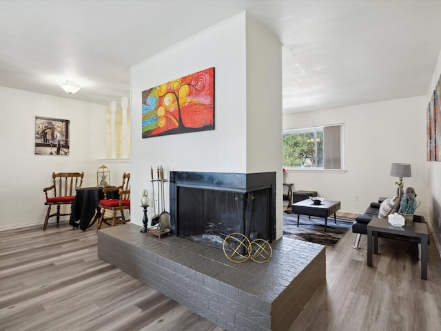 3207 Lynnwood Dr, Arlington, TX 76013 - living area with wood finished floors and a fireplace