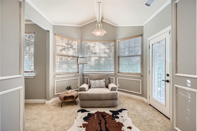 114 Mischief Ln, Rockwall, TX 75032 - sitting room with carpet flooring and ornamental molding