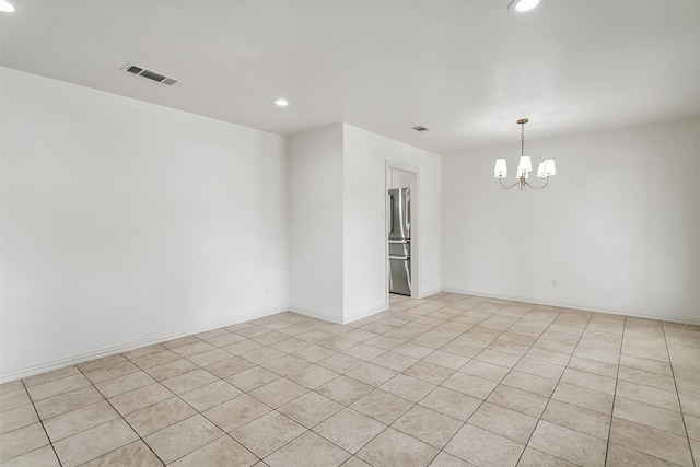 212 Timberlake Dr, Azle, TX 76020 - empty room featuring recessed lighting, a chandelier, and light tile patterned flooring