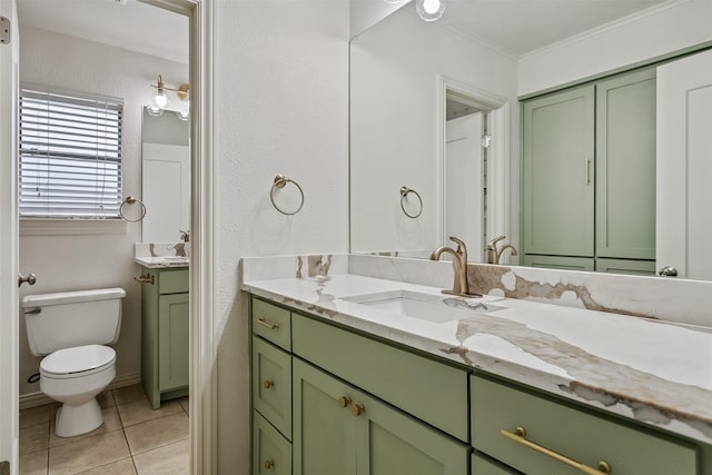 212 Timberlake Dr, Azle, TX 76020 - bathroom featuring vanity, tile patterned flooring, and crown molding
