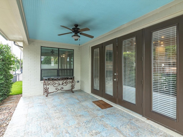 324 Nursery Ln, Fort Worth, TX 76114 - view of patio / terrace featuring french doors and a ceiling fan