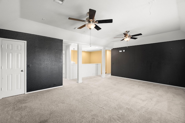 108 Bear Trl, Waxahachie, TX 75165 - spare room with carpet, ceiling fan, and ornate columns