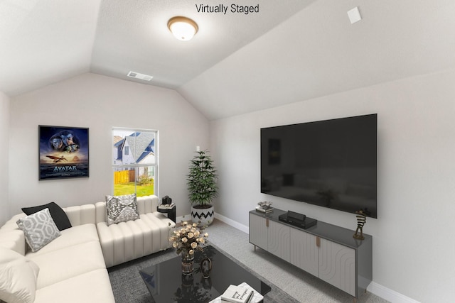 1800 Trotter Trl, Aubrey, TX 76227 - living room with light carpet and lofted ceiling
