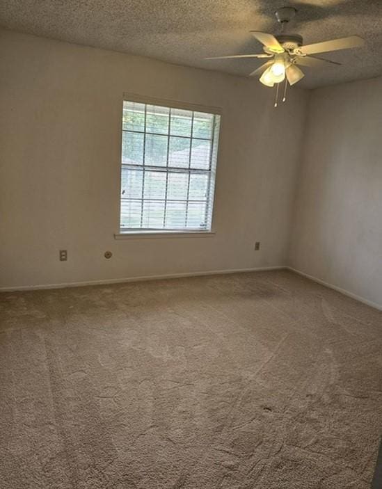 1601 Meadow Ln, Terrace, Fort Worth, TX 76112 - unfurnished room featuring carpet floors, ceiling fan, and a textured ceiling