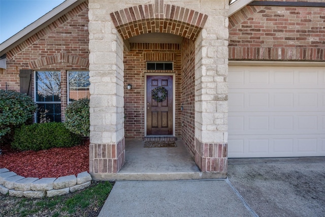5104 Pebble Beach Trl, Denton, TX 76208 - property entrance with brick siding and a garage