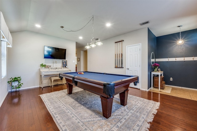 5104 Pebble Beach Trl, Denton, TX 76208 - game room with pool table, hardwood / wood-style flooring, and recessed lighting