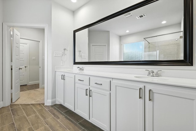 260 Clairmont Dr, Ponder, TX 76259 - full bathroom with double vanity, tiled shower, and recessed lighting