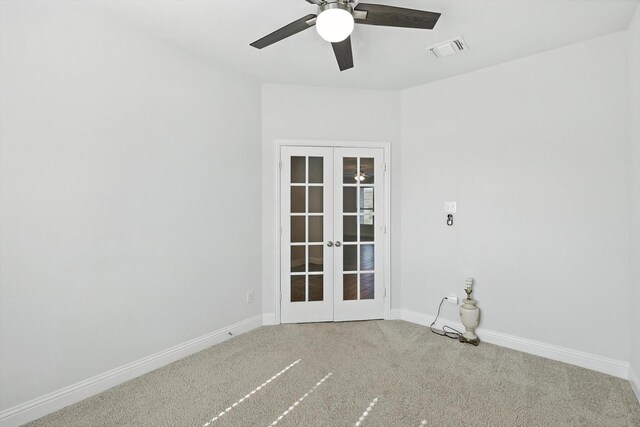 260 Clairmont Dr, Ponder, TX 76259 - carpeted spare room with french doors and a ceiling fan