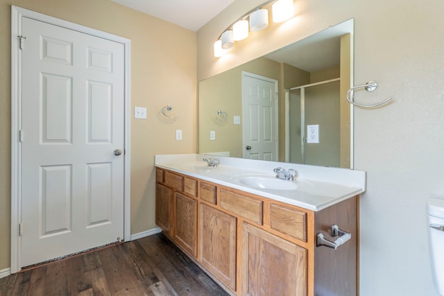 13264 Harvest Ridge Rd, Fort Worth, TX 76244 - full bath featuring double vanity, wood finished floors, and an enclosed shower