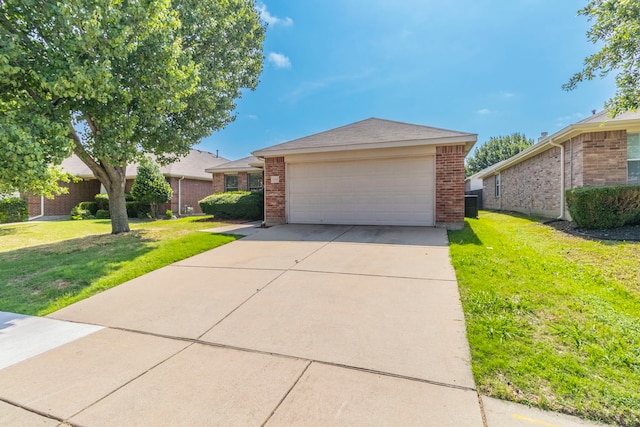 13264 Harvest Ridge Rd, Fort Worth, TX 76244 - view of front facade with brick siding, a front lawn, and a detached garage
