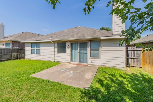 13264 Harvest Ridge Rd, Fort Worth, TX 76244 - rear view of property with a fenced backyard, a chimney, a patio area, and a shingled roof