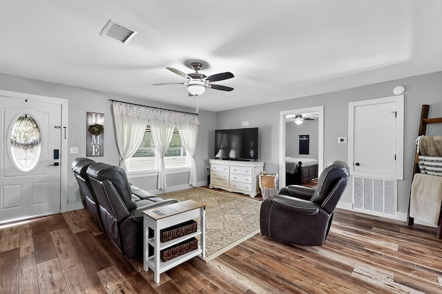 1008 County Road 4759, Sulphur Springs, TX 75482 - living room with ceiling fan and wood-type flooring