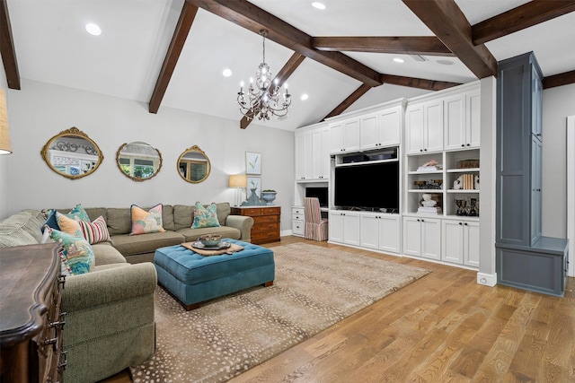 7116 Serrano Dr, Benbrook, TX 76126 - living room featuring a chandelier, light wood-style flooring, and recessed lighting
