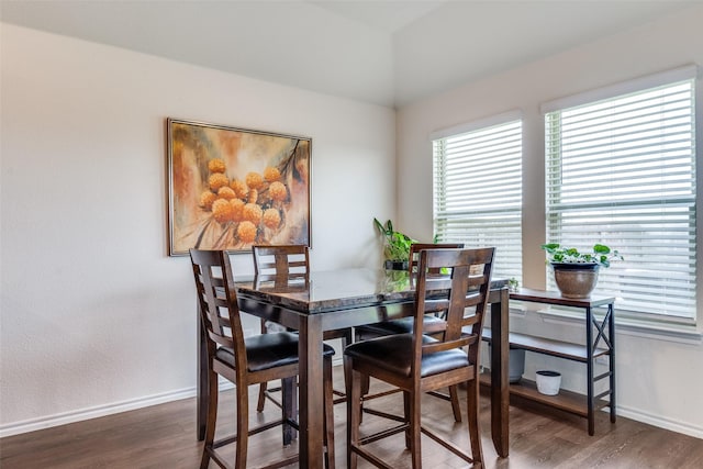 4319 Pyramid Dr, Forney, TX 75126 - dining space with wood finished floors and vaulted ceiling